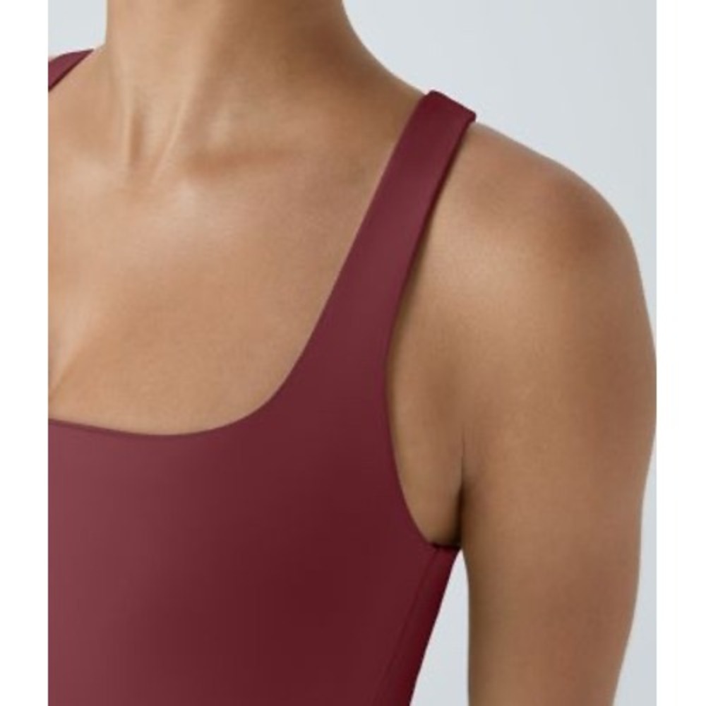 Halara SoftlyZero Airy Square Neck Backless Strappy Sports Bra Crop Top Berry S - Picture 4 of 7
